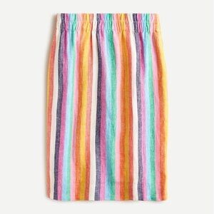 NWT J.Crew Pull-on Linen Skirt, Rainbow stripe, Small